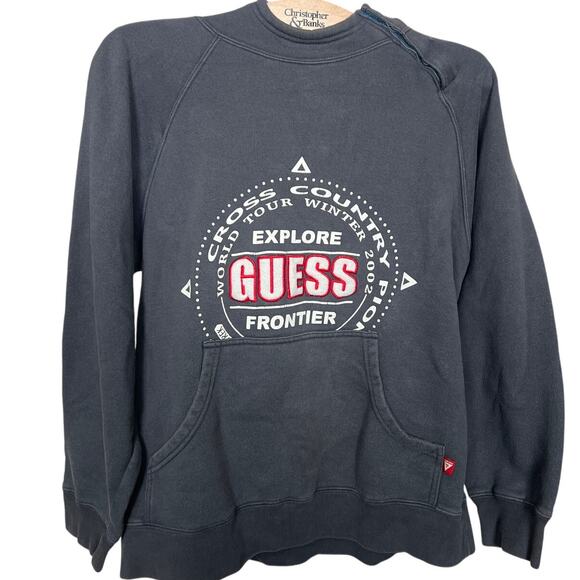 Vintage Guess RARE Cross Contry Explore Frontier Black Hoodie Size Large - Picture 1 of 7